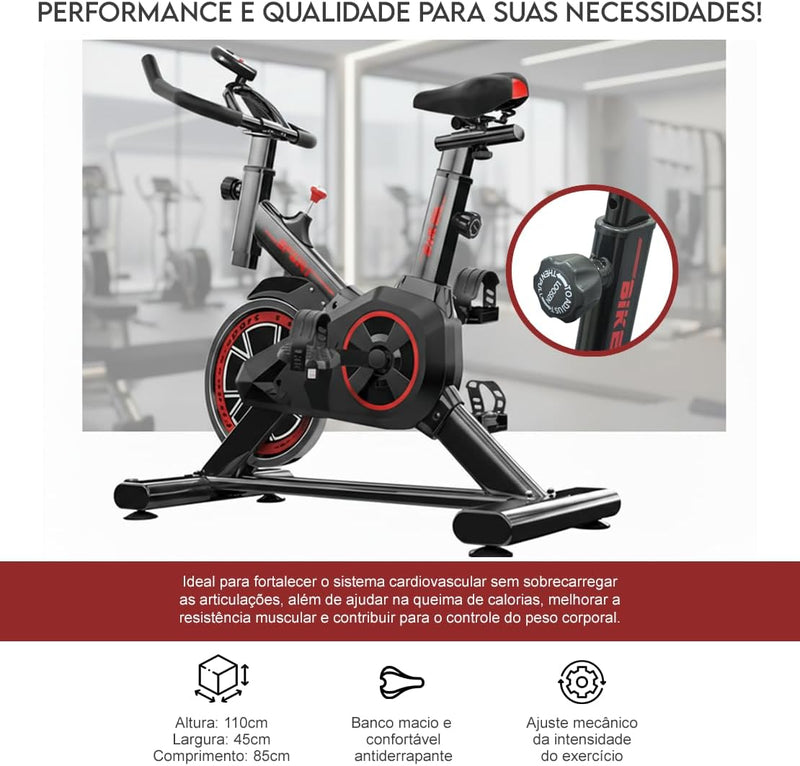 Bicicleta Ergométrica Bike Spinning – Bike Treino em Casa, Academia, Exercícios Cardio e Emagrecimento, Design Confortável e Ajustável, Vertical Silenciosa