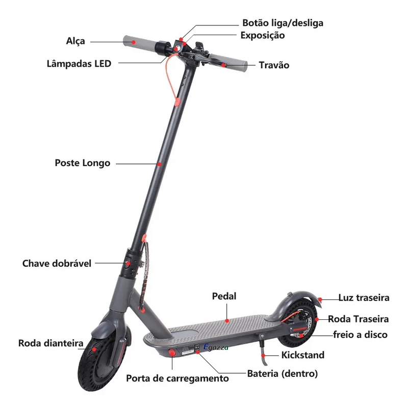Patinete Elétrico Scooter De Alumínio com App Bluetooth
